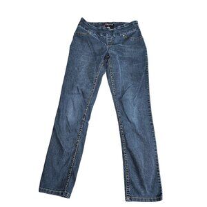 Peck & Peck Straight Jeans Womens 8 Blue Medium Wash High Rise Pull On Denim